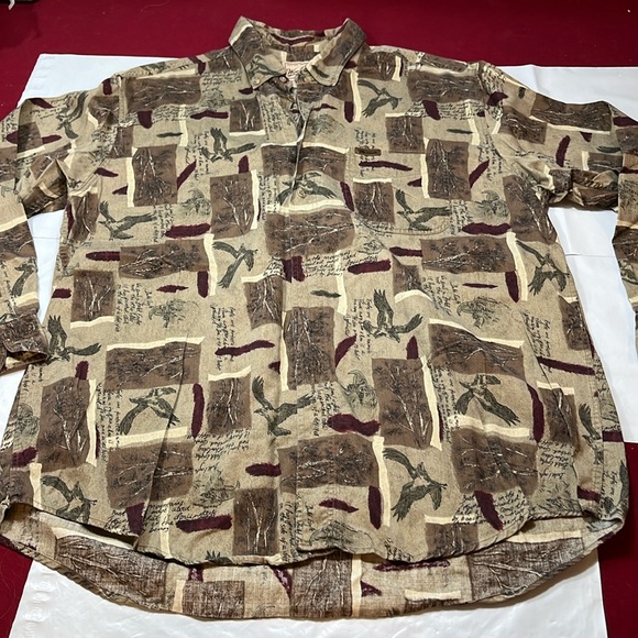 Woolrich EAGLES BIRD flannel shirt men’s XL burgundy feather 90s dad Shirt woods - Picture 1 of 14